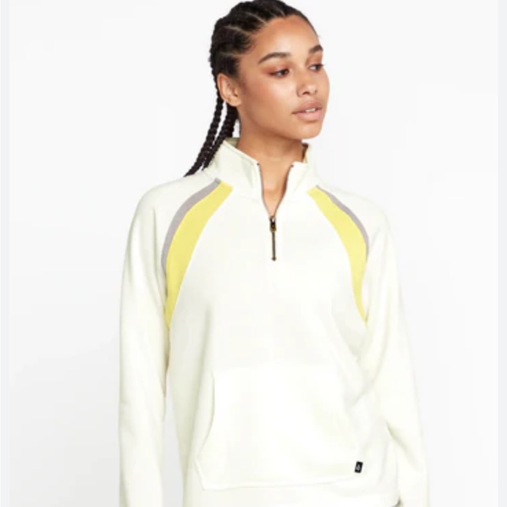 Volcom White Sweatshirt with Yellow and Gray Accents